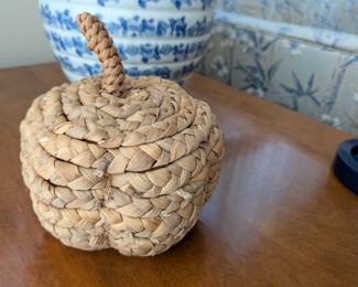 Woven Water Hyacinth Pumpkin Trinket Box