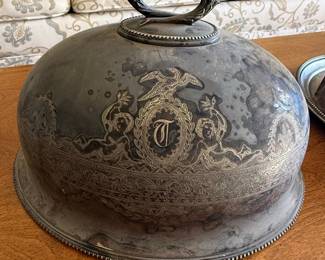 Mappin & Webb  Silverplated Cloche / Food Dome with 'T' Monogram