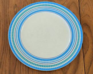 Blue and Teal Striped Dinner Plate