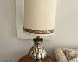 Vintage Hollywood Regency Gourd Lamp with Textured Shade