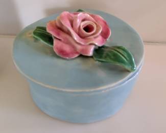 Vintage Johannes Brahm California Pottery Trinket Box with Rose