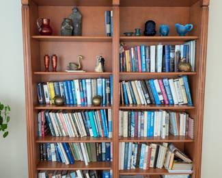 Cherry Wood Bookcase with Pediment Top