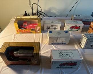Die cast truck/car banks (True Value and Coca Cola advertising)