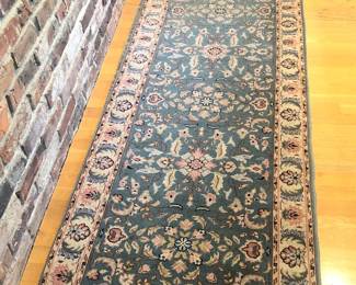 Wool runner - ground is grayish blue (30”W, 11’2” long)