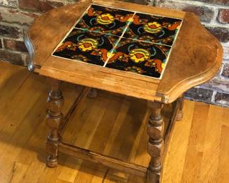 Vintage tile top table (18" x 23" x 18" high) Tiles are in good shape but table has been repaired