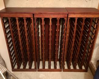 3 wine racks - each is 18"W, 12"D, 43.5"H + holds 44 bottles