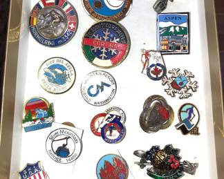 Vintage souvenir ski pins