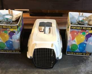 Portable helium tanks, pet carrier