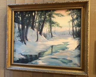 Painting on canvas, dated 1920, signature indecipherable, 20" x 24" framed