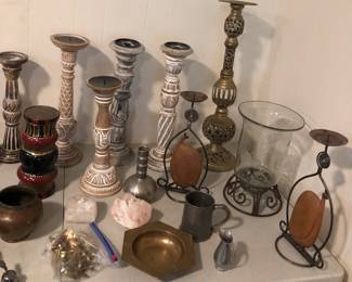 More candle holders (wood & brass)