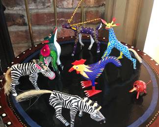 Hand painted wooden folk art animals (some alebrijes)