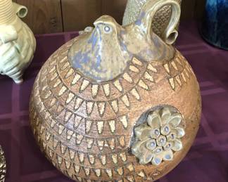 Studio pottery bird with lid by Ulla Winblad Hjelmqvist (8” tall)