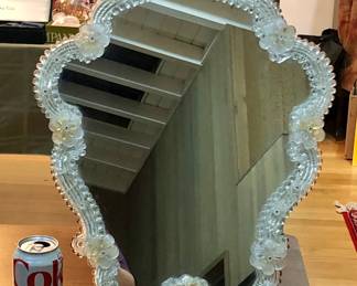 Murano glass vanity mirror (21” tall)