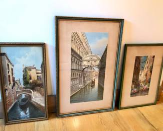 Watercolors of Venice - largest one is by Alberto Trevisan (11" x 17" framed)