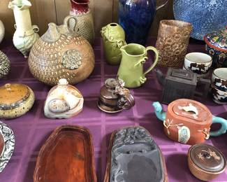 Studio pottery vases & pitchers, Chinese “duan” (calligraphy ink stone)