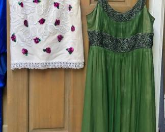 Vintage beaded tank top sweater, beaded Adrianna Papell Evening dress (size 12)