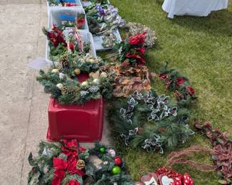 Holiday decor, wreaths, and silk flowers