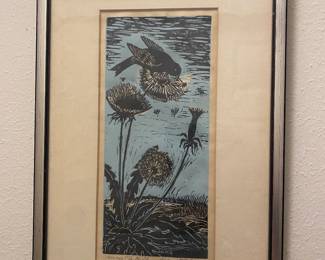 Numbered block print by KR Goldsmith, Across the Field