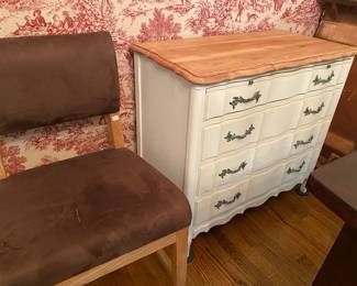 Pair of Antique painted french provincial chests made of cherry wood, Permacraft, Sanford Furniture Co, NC