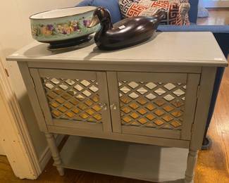 Wooden occasional table with mirrored doors