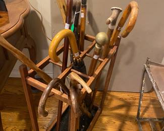 Antique Oak stand for walking sticks and canes