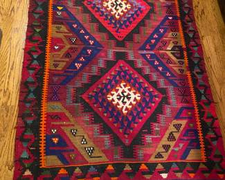 Hand woven Turkish rug, knotted 3x5, 1970s