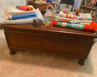 Antique blanket chest, carved 