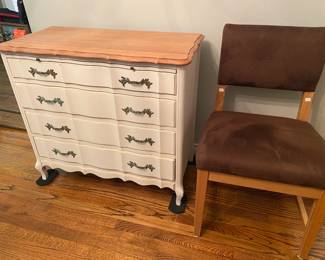 Pair of Antique painted french provincial chests made of cherry wood, Permacraft, Sanford Furniture Co, NC