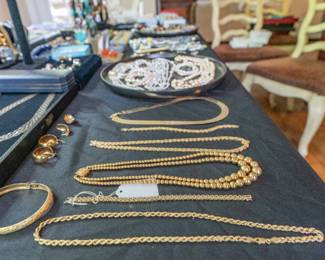 10K gold necklaces, bracelets and earings