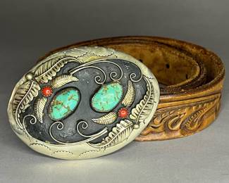Vintage Silver Tone Southwestern Style Belt