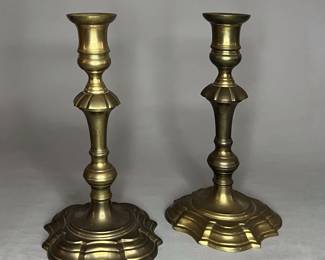 Pair of Vintage Mottahedeh Brass Winterthur Candlesticks