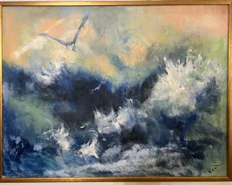 Large Seascape Oil on Canvas Signed West