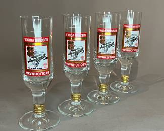 Stolichnaya Russian Vodka Footed Shot Glasses