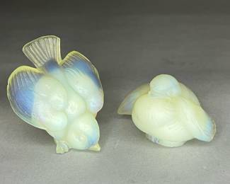 Two Vintage Sabino Glass Opalescent Birds Figurines