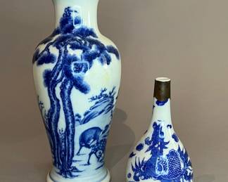 Vintage Chinese Blue & White Vases