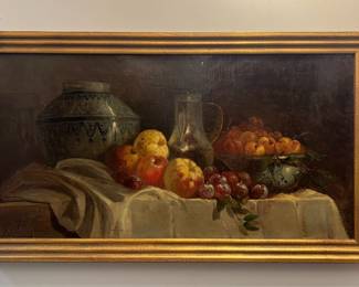Still Life Oil on Canvas by Alexandre DeFaux (French, 1826-1900)