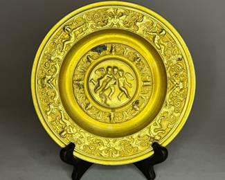 Antique Italian Heavy Bronze Cherub Roundel Plaque
