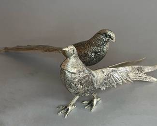 Pair of Silver Plate Pheasants
