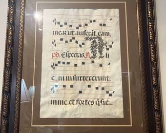 Illuminated Manuscript Antiphonal Leaf on Vellum