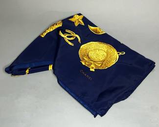 Vintage “Gold Charm” Silk Scarf by Chanel