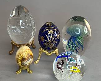 Art Glass Paperweights and Decorative Eggs