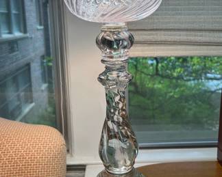 Pair of Vintage Fostoria Colonial Swirl Lamps