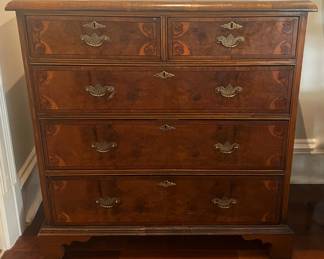 Antique English Mahogany Chest with Burl and Banding