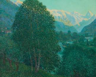 1197 William Henry Singer Jr. (1868-1943) "Evening Peace," 1929 Oil on canvas Signed and dated lower right: W.H. Singer Jr / -1929-; titled in pencil on the stretcher and also on the frame plaque 39.5" H x 42" W Estimate: $3,000 - $5,000