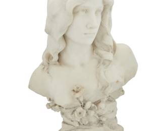 1287 An Italian carved marble bust of a maiden Early 20th century Unmarked 22.25" H x 12.5" W x 10.5" D Estimate: $600 - $800