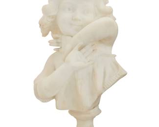 1285 An Italian carved marble bust of a young girl Early 20th century Etched to base of bust verso: A. Cipriani 19.25" H x 10.75" W x 8" D Estimate: $400 - $600