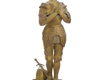 1190 Antonin Mercie (1845-1916), Joan of Arc gilt bronze Early 20th century Impressed to sides of base: Mercie [script] / SIOT PARIS [foundry] 13.5" H x 4.875" W x 5" D Estimate: $300 - $500