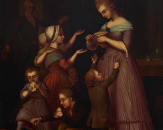 1368 Attributed to Wilhem von Kalbach (1805-1874) "L'amie des pauvres" Oil on copper Unsigned; titled and attributed on a label affixed verso 15" H x 12.25" W Estimate: $1,000 - $1,500