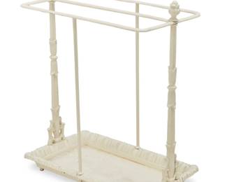 1381 A Victorian cast iron stick stand Late 19th century Painted white 29.25" H x 25" W x 15" D Estimate: $200 - $300