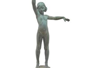 1124 After Edward Berge (1876-1924) Sea Urchin fountain Verdigris patinated bronze Appears unmarked Without fountain hardware: 49" H x 23" W x 16.5" D approximately Estimate: $2,000 - $3,000